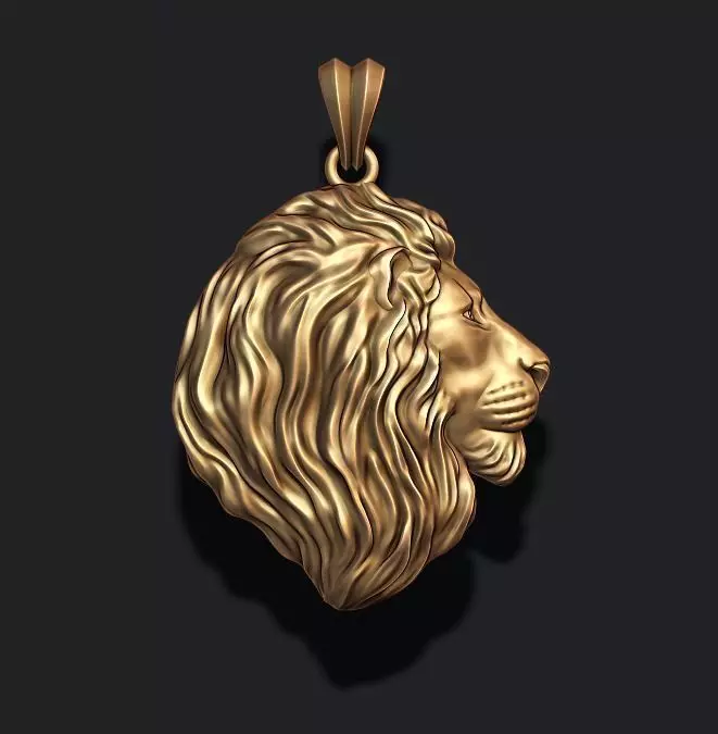 lion pendant 3D print model_0