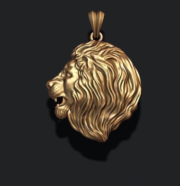 lion pendant 3D print model_5