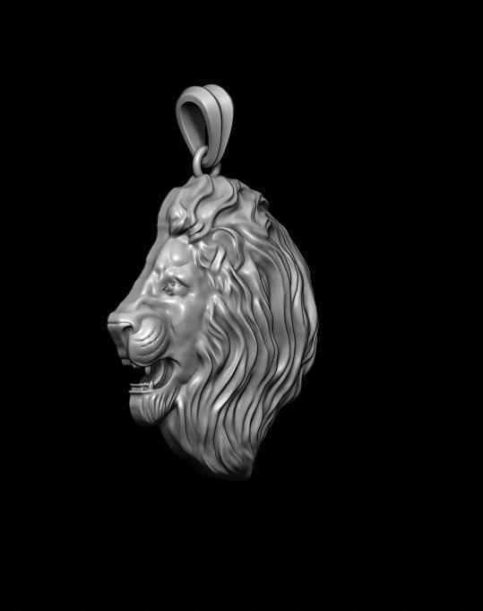 lion pendant 3D print model_4