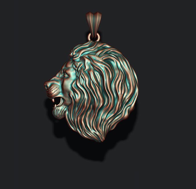 lion pendant 3D print model_2