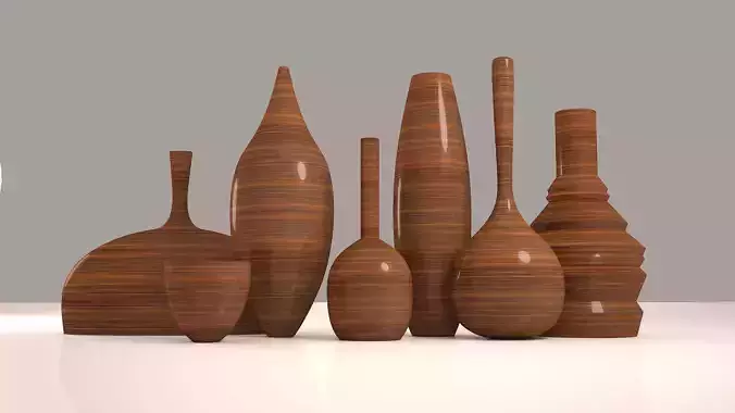 Vases set of wooden