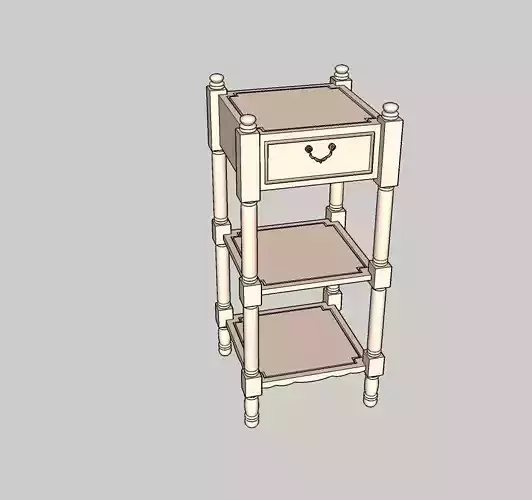 bookcase bedside table with drawers 3D model
