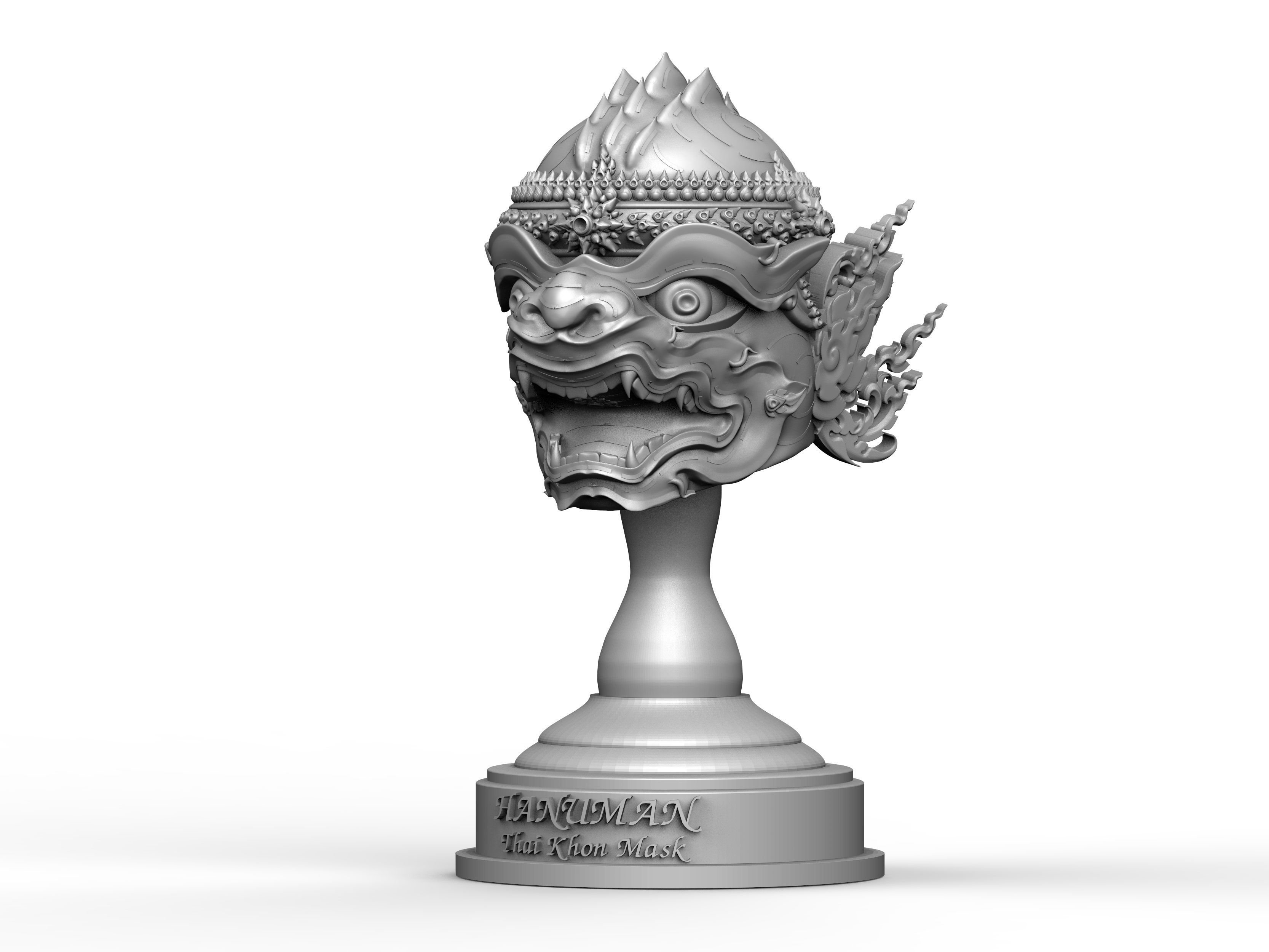 Hanuman - Khon Mask helmet - Thai Pattern 3D print model_4