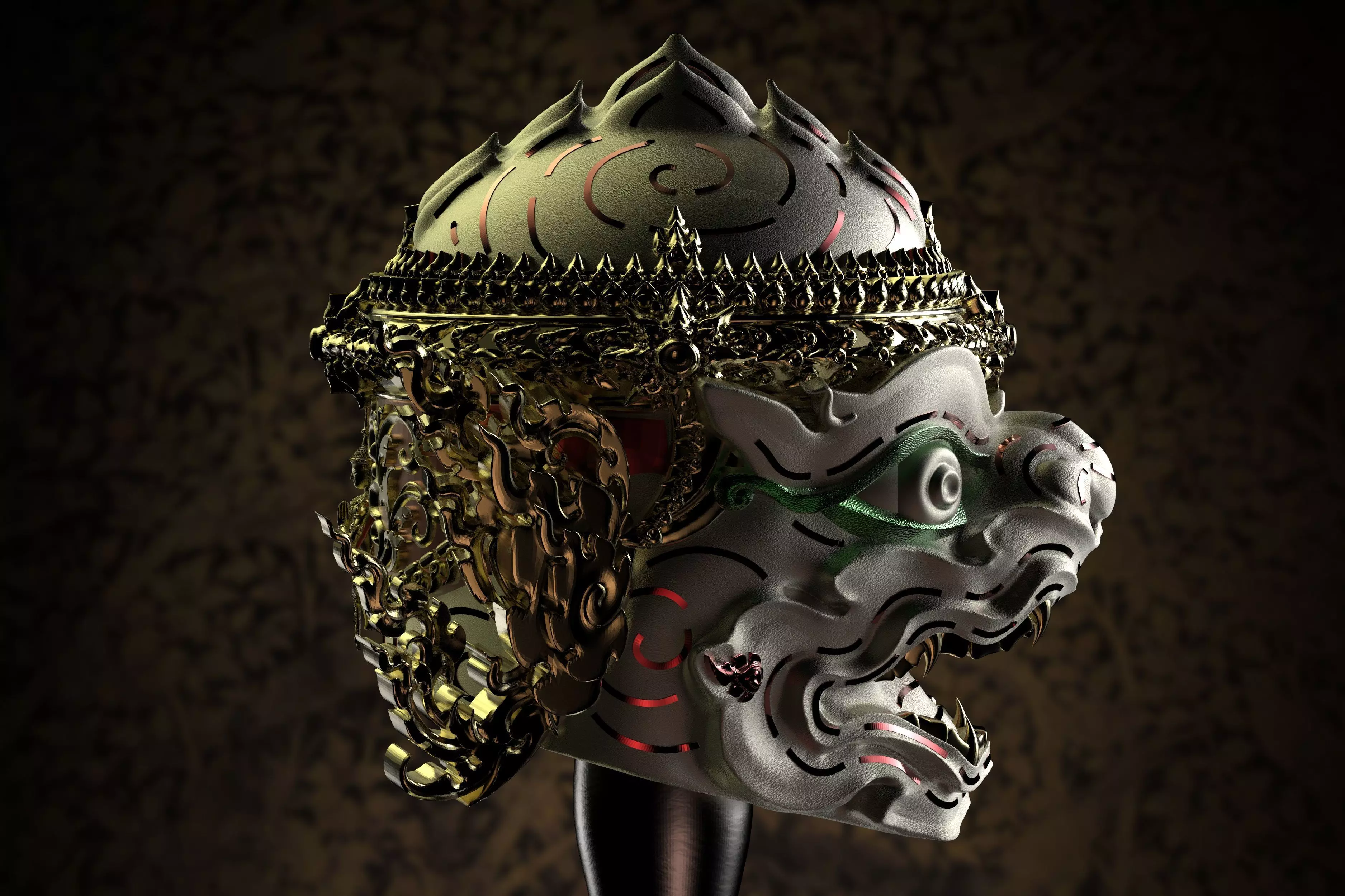 Hanuman - Khon Mask helmet - Thai Pattern 3D print model_0