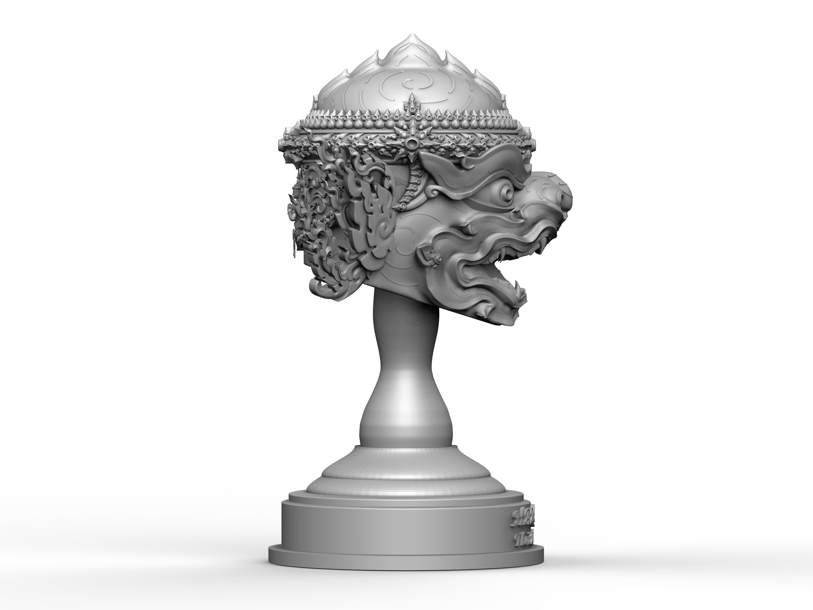 Hanuman - Khon Mask helmet - Thai Pattern 3D print model_2