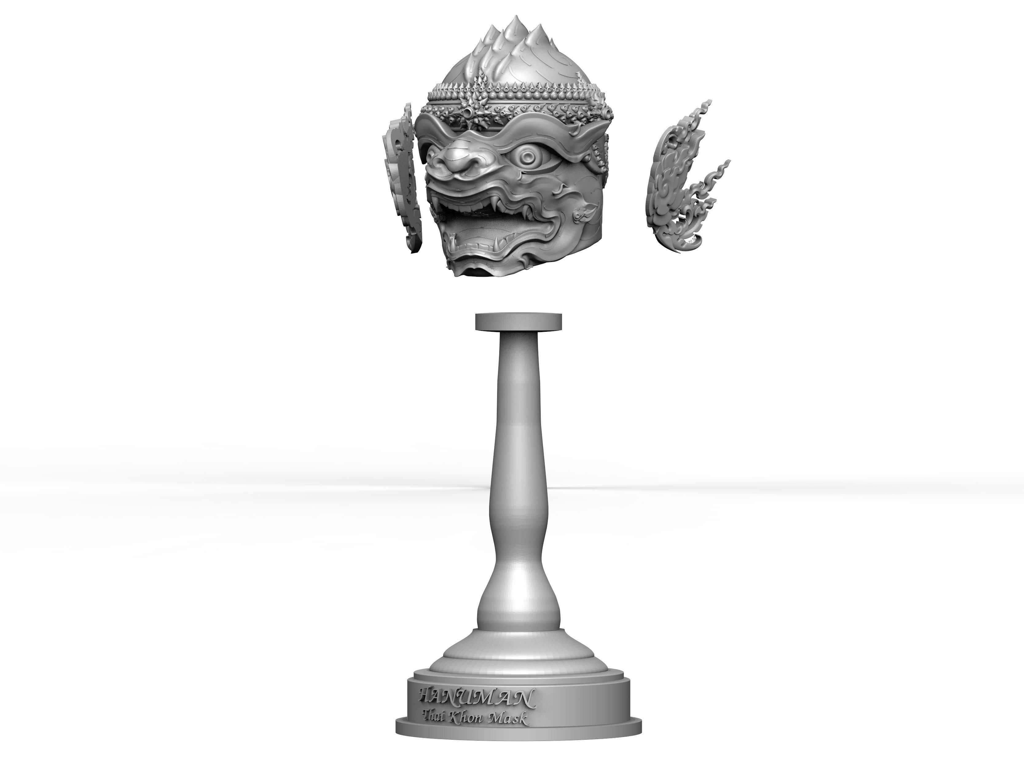 Hanuman - Khon Mask helmet - Thai Pattern 3D print model_5