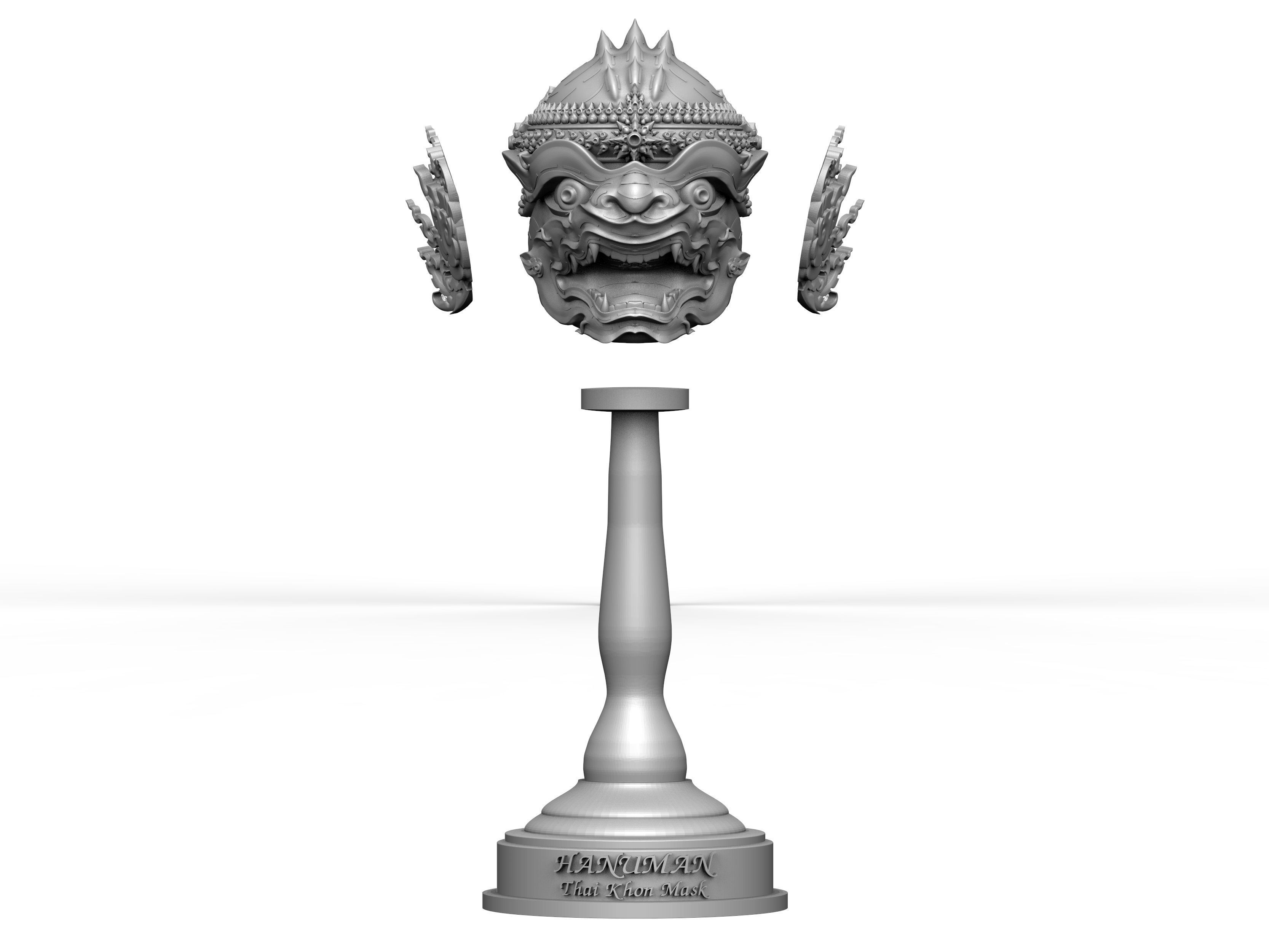 Hanuman - Khon Mask helmet - Thai Pattern 3D print model_6