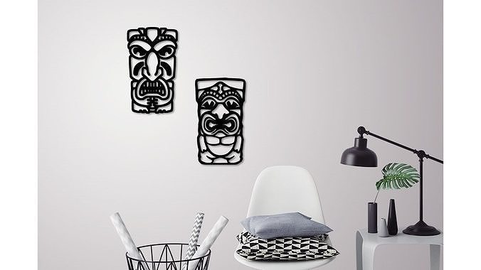 African mask wall decoration  2 Masks  3D print model