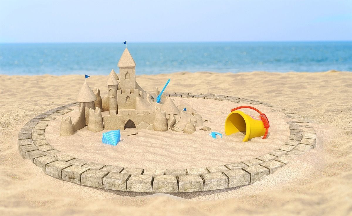 Destroyed Sandcastle with Toys 3D model_1