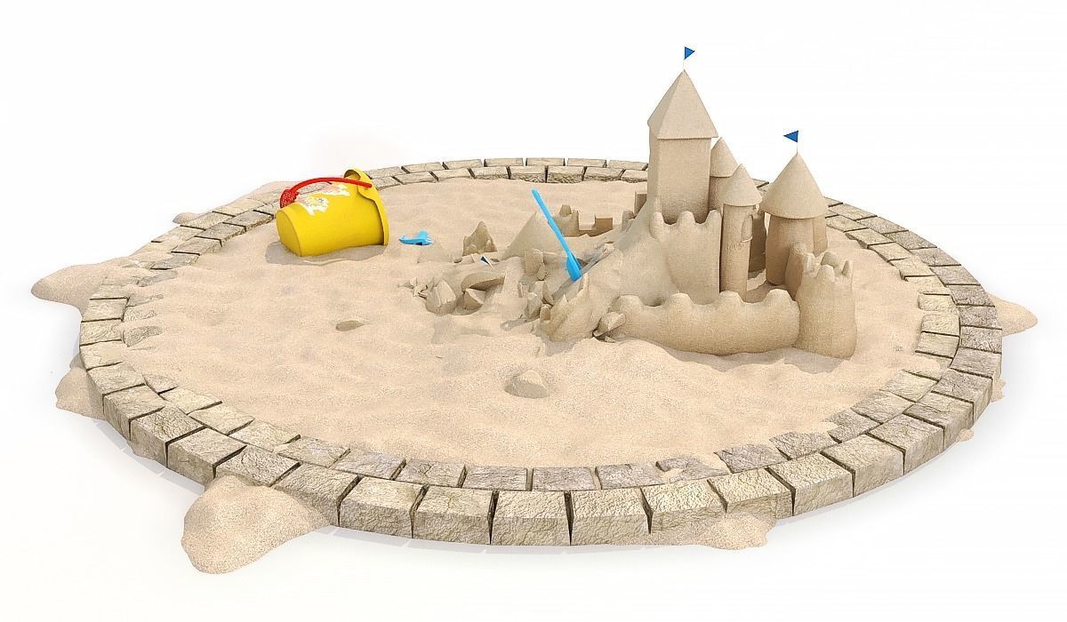 Destroyed Sandcastle with Toys 3D model_4