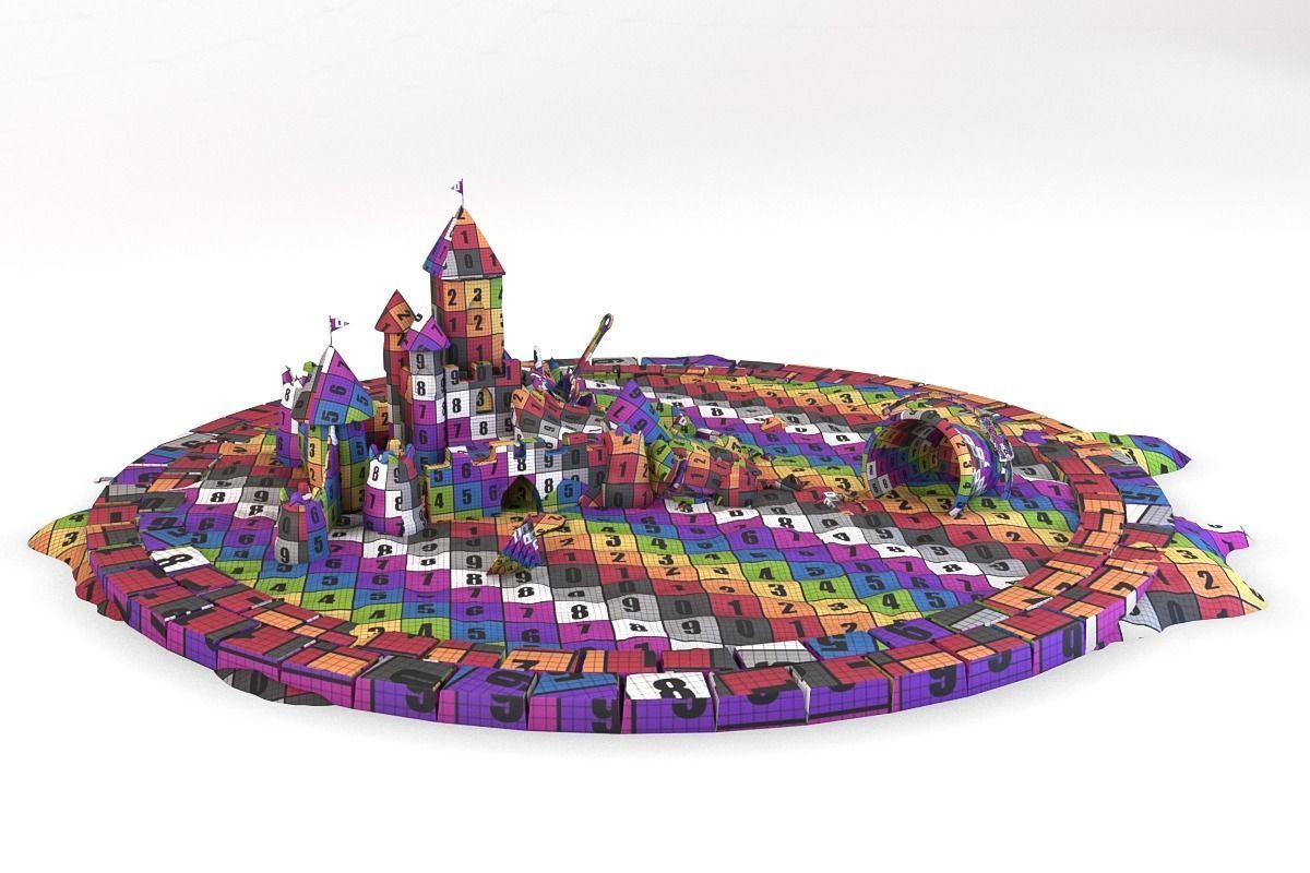 Destroyed Sandcastle with Toys 3D model_10