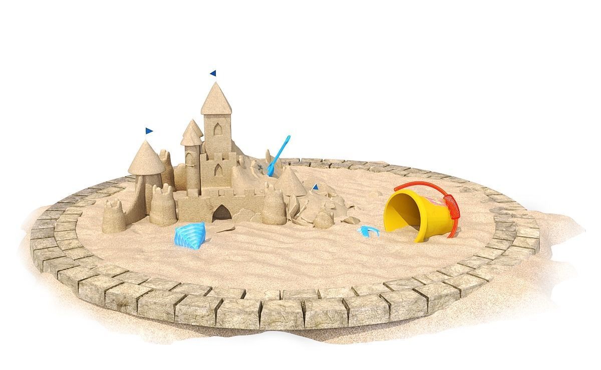 Destroyed Sandcastle with Toys 3D model_5