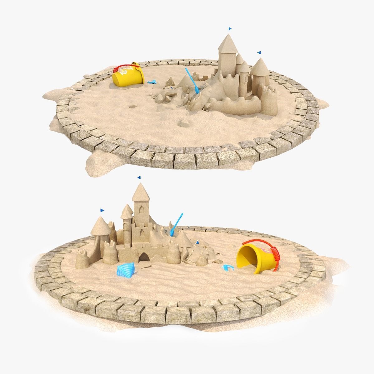 Destroyed Sandcastle with Toys 3D model_14