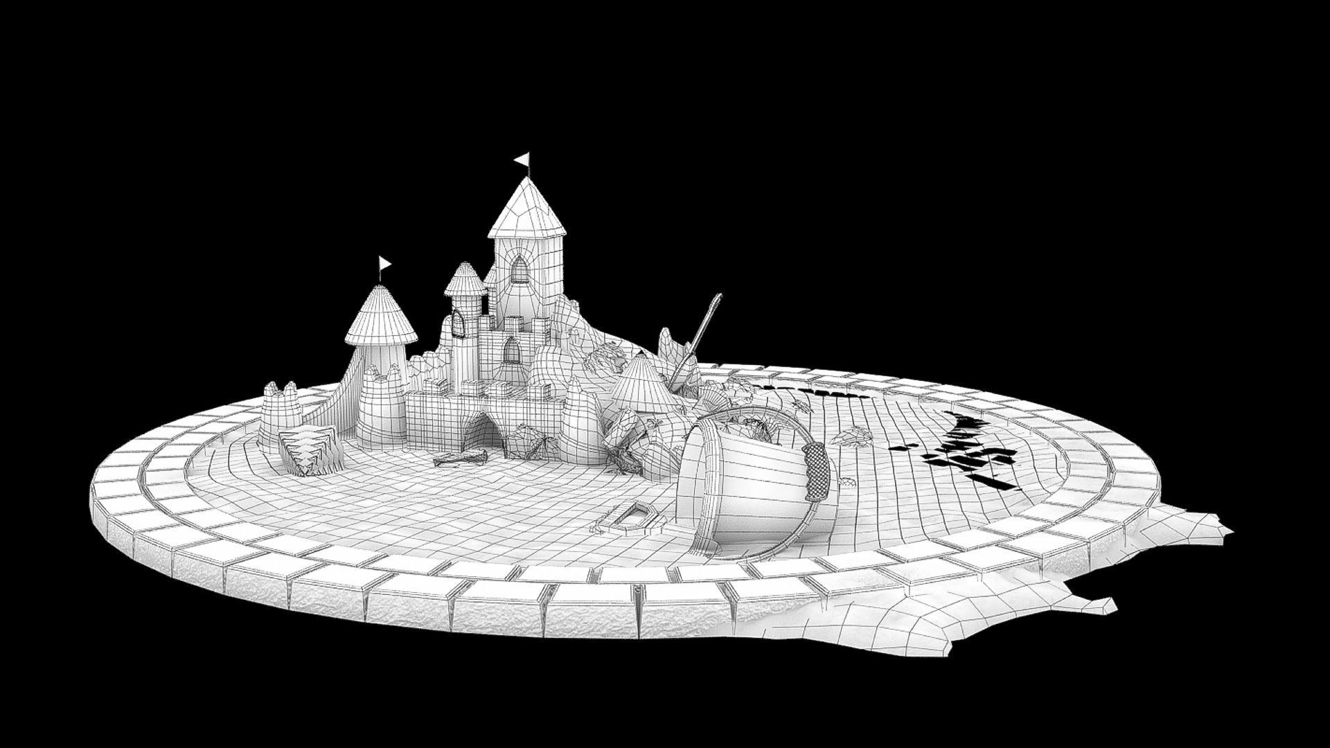 Destroyed Sandcastle with Toys 3D model_11