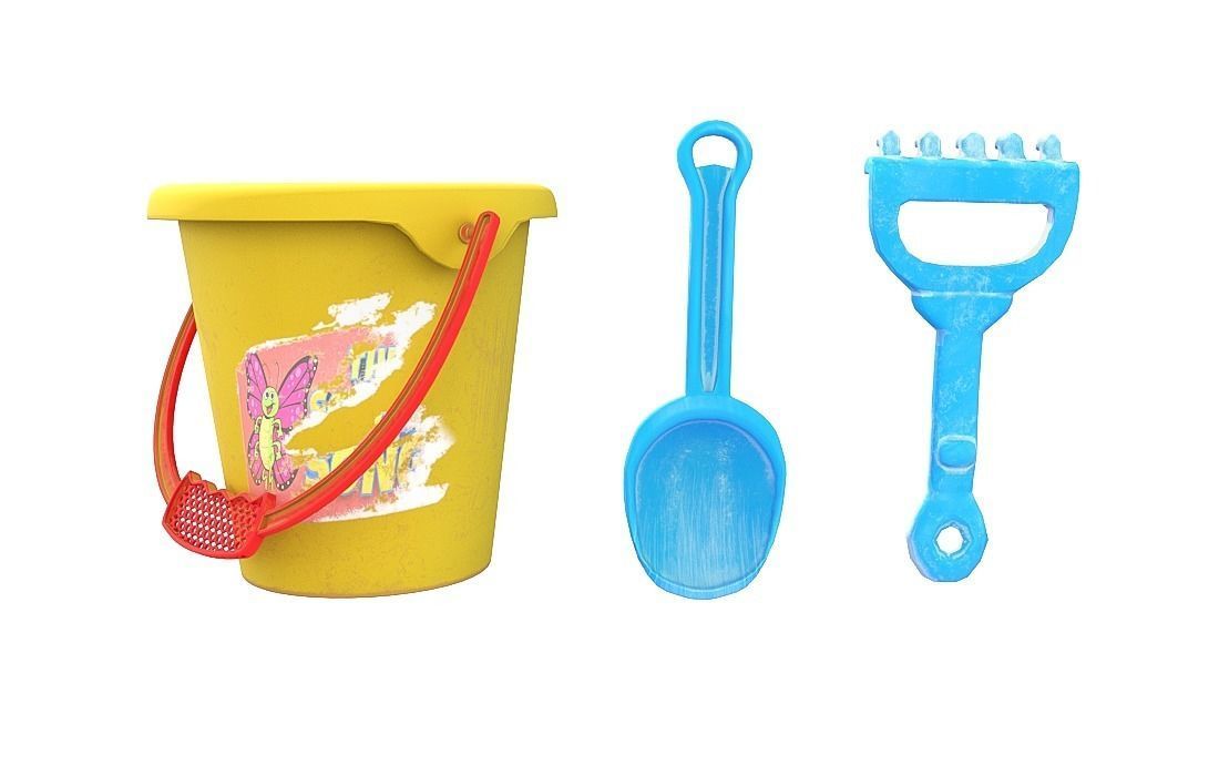 Destroyed Sandcastle with Toys 3D model_9