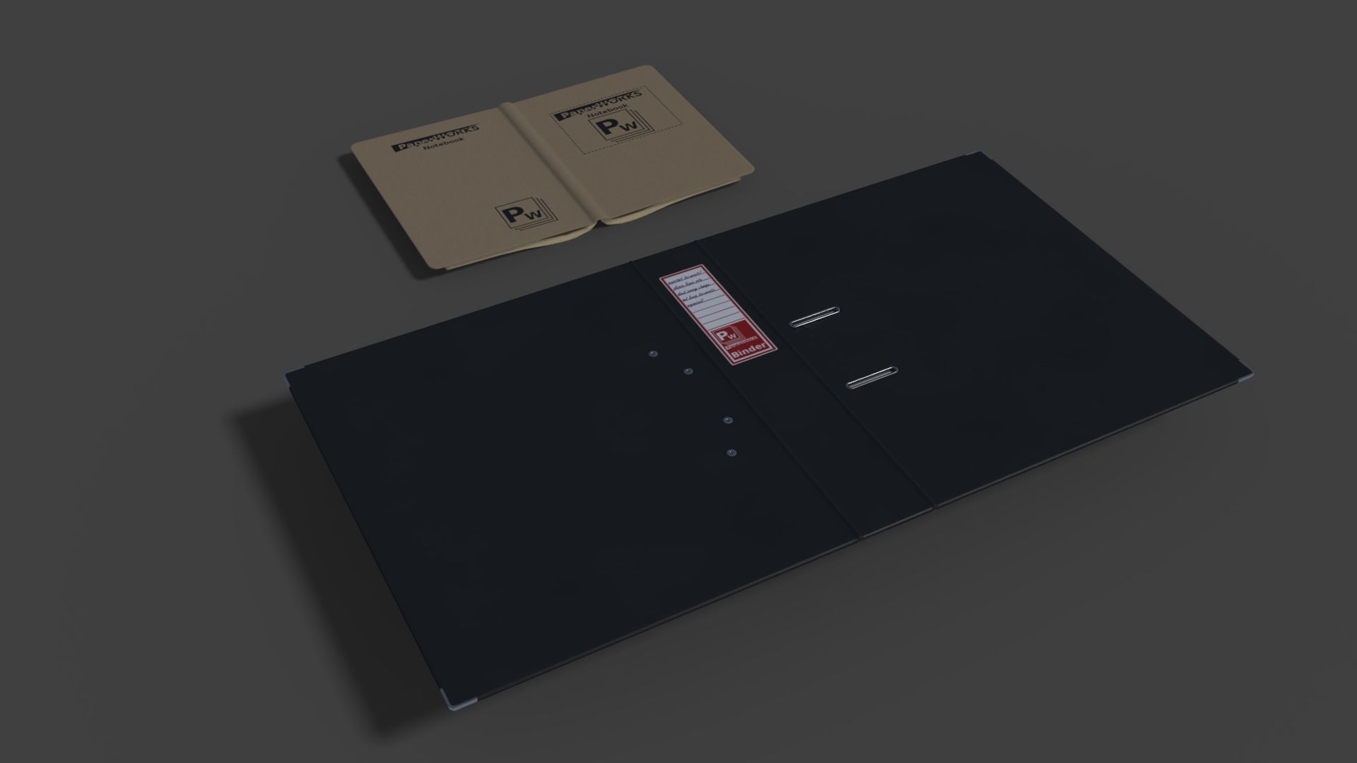 Binder and Notebook Low-poly 3D model_6