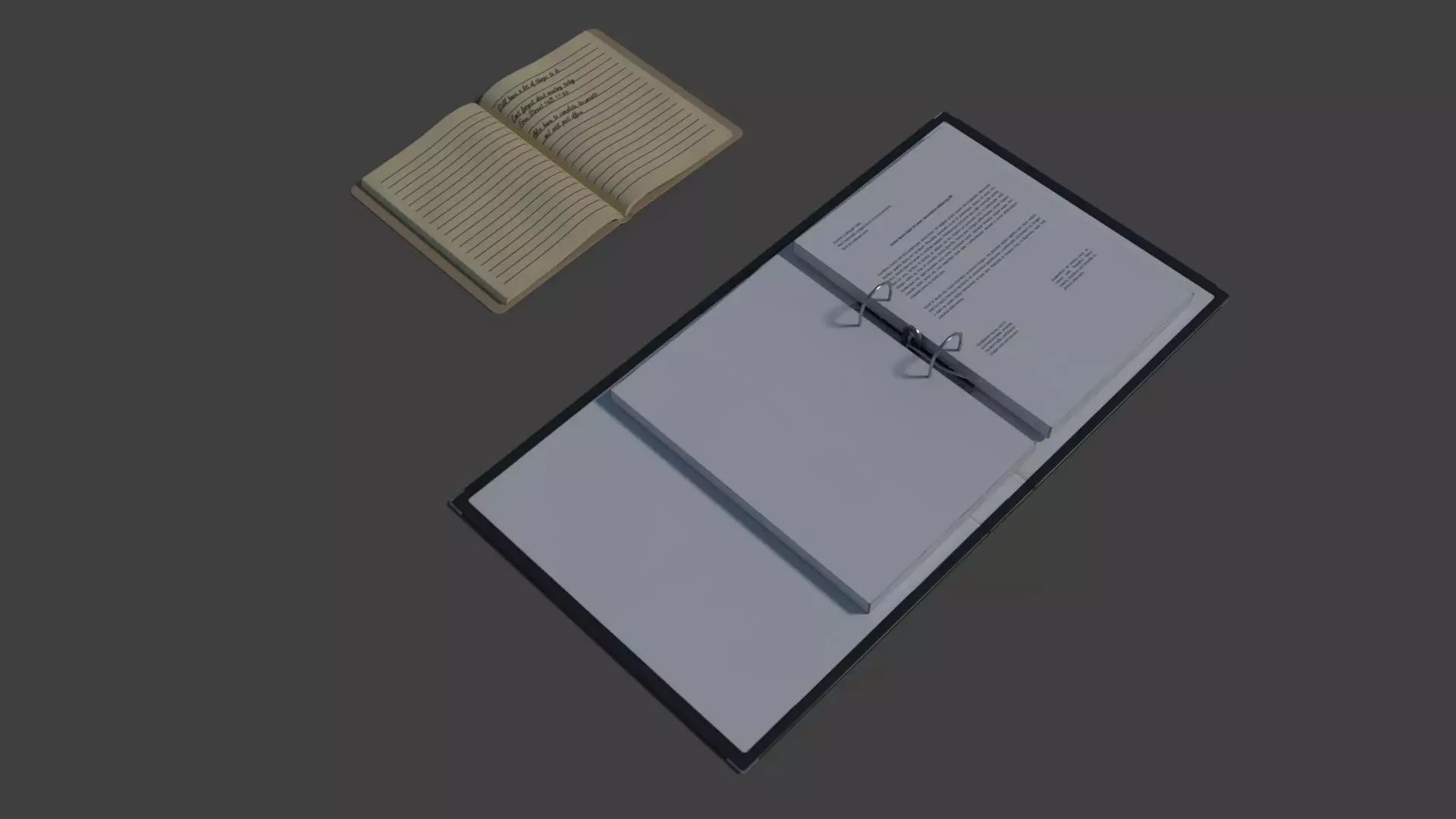 Binder and Notebook Low-poly 3D model_0