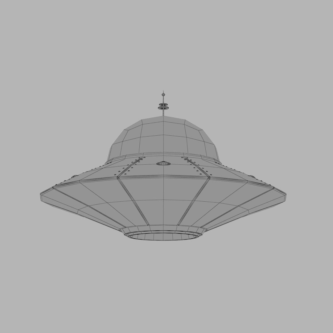 Flying saucer UFO cartoon High and Low Poly Low-poly 3D model_7