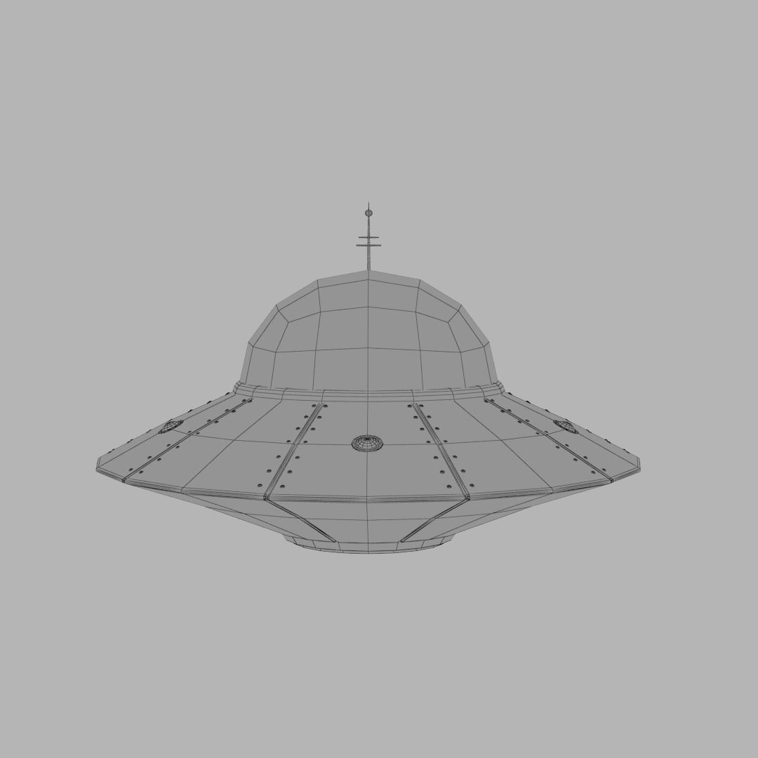 Flying saucer UFO cartoon High and Low Poly Low-poly 3D model_4