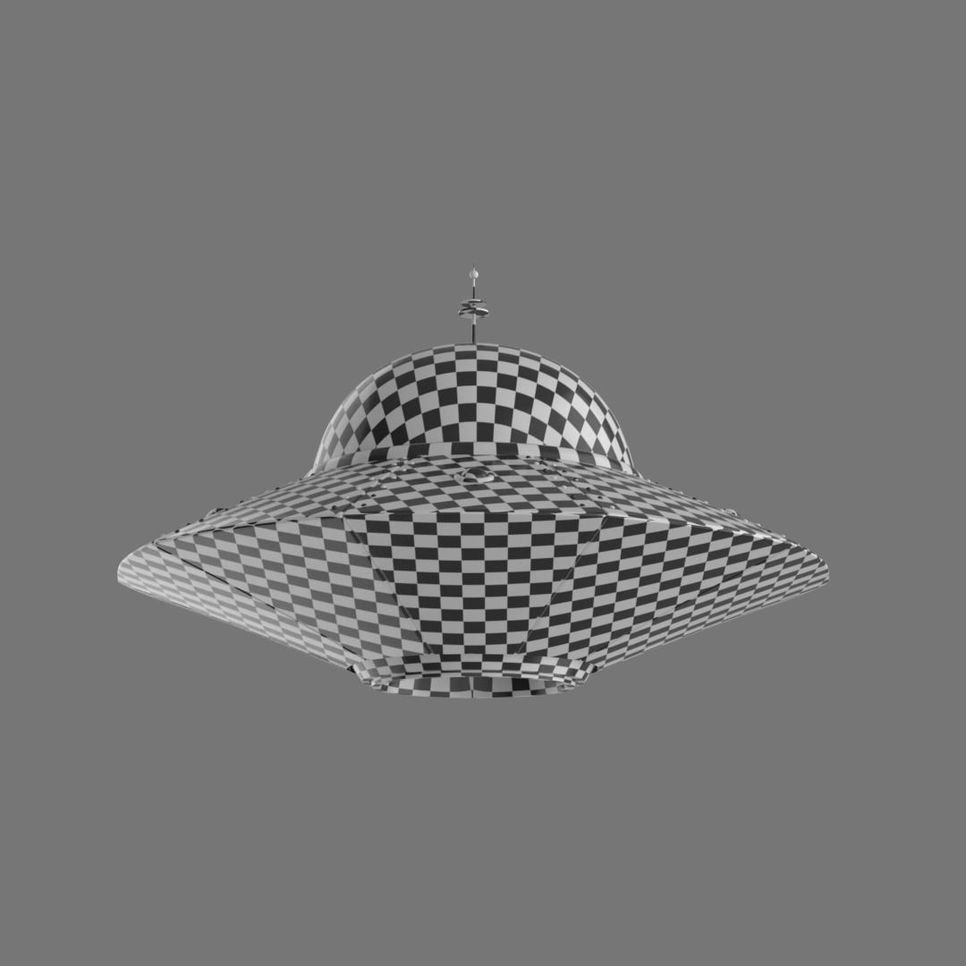 Flying saucer UFO cartoon High and Low Poly Low-poly 3D model_13