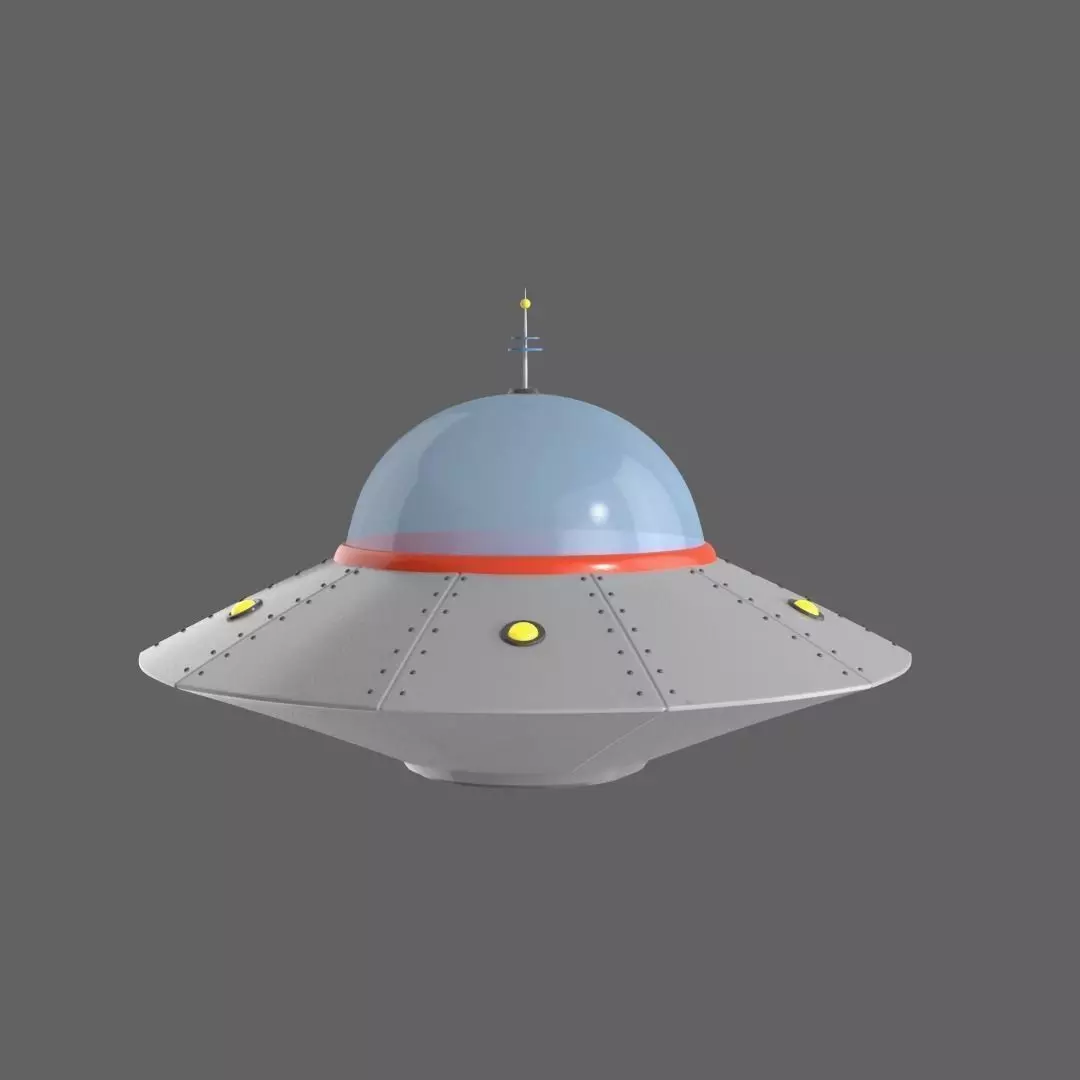 Flying saucer UFO cartoon High and Low Poly Low-poly 3D model_0