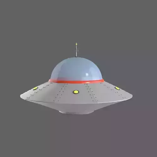 Flying saucer UFO cartoon High and Low Poly