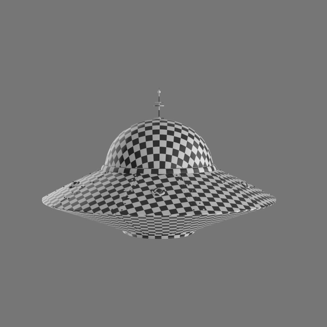 Flying saucer UFO cartoon High and Low Poly Low-poly 3D model_11