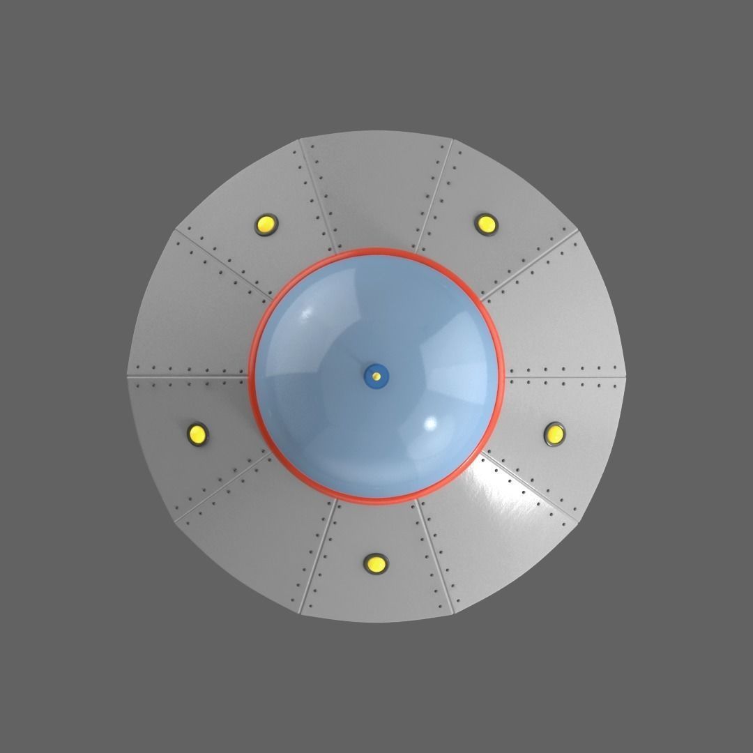Flying saucer UFO cartoon High and Low Poly Low-poly 3D model_1