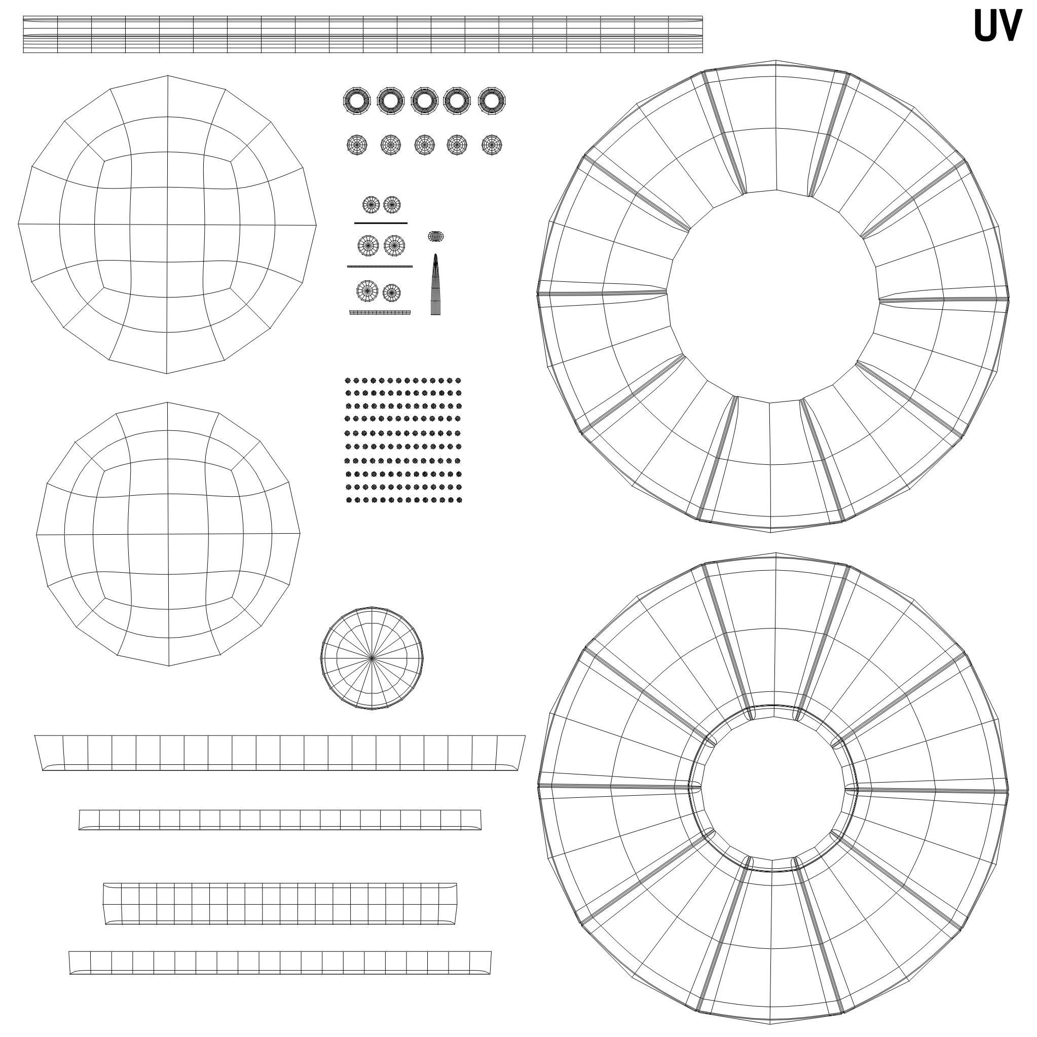 Flying saucer UFO cartoon High and Low Poly Low-poly 3D model_15