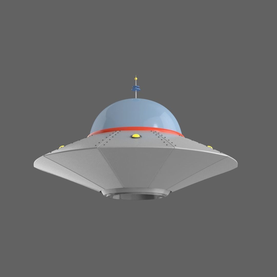 Flying saucer UFO cartoon High and Low Poly Low-poly 3D model_2