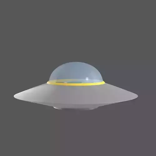 Flying saucer UFO cartoon simple High and Low Poly