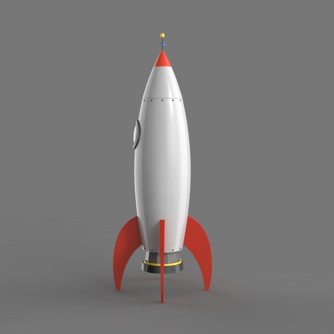 Spaceship rocketship cartoon simple High and Low Poly Low-poly 3D model_1