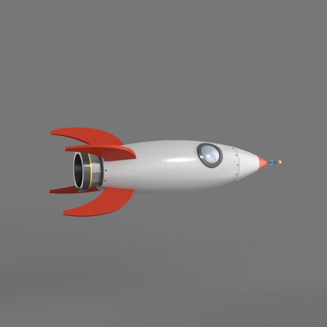 Spaceship rocketship cartoon simple High and Low Poly Low-poly 3D model_2