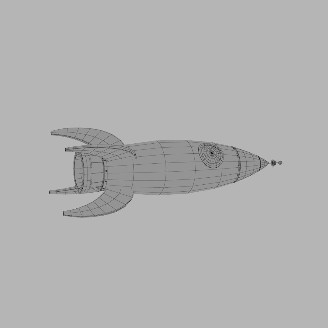 Spaceship rocketship cartoon simple High and Low Poly Low-poly 3D model_6