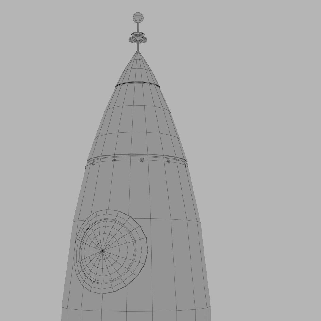 Spaceship rocketship cartoon simple High and Low Poly Low-poly 3D model_10