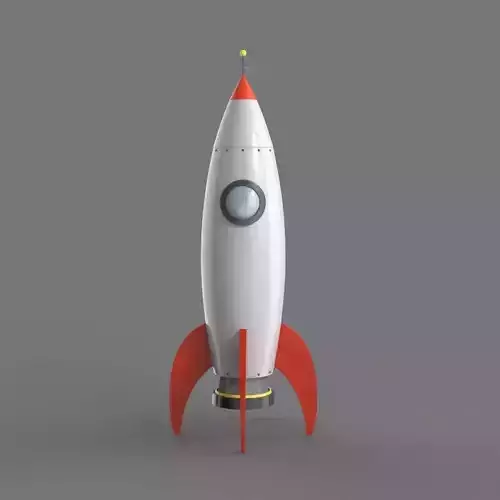 Spaceship rocketship cartoon simple High and Low Poly