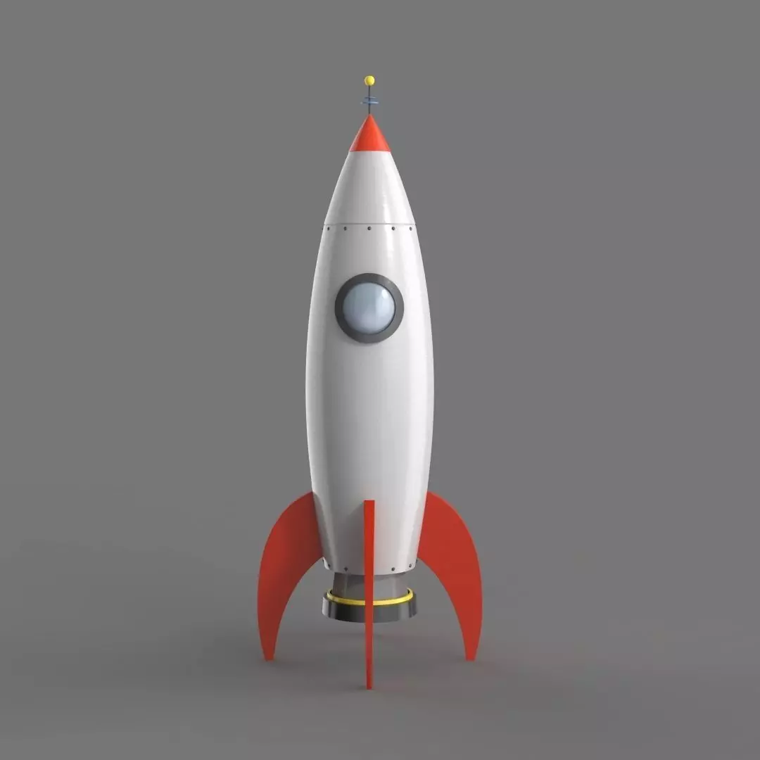 Spaceship rocketship cartoon simple High and Low Poly Low-poly 3D model_0