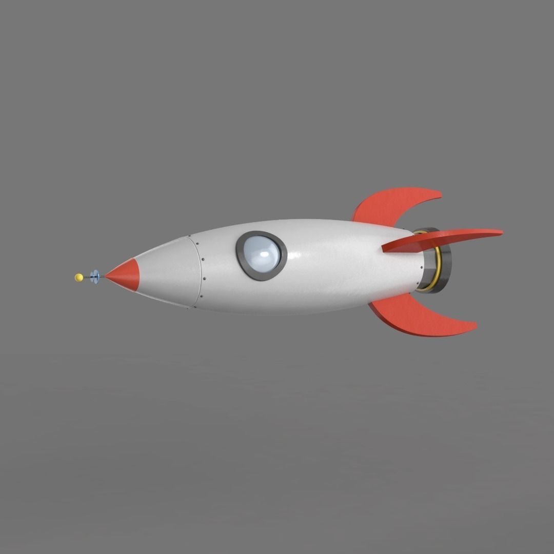 Spaceship rocketship cartoon simple High and Low Poly Low-poly 3D model_3