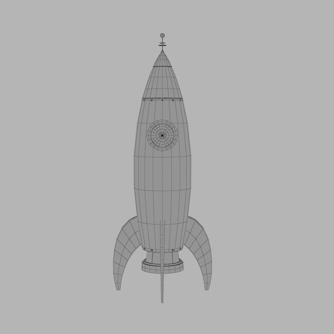 Spaceship rocketship cartoon simple High and Low Poly Low-poly 3D model_4