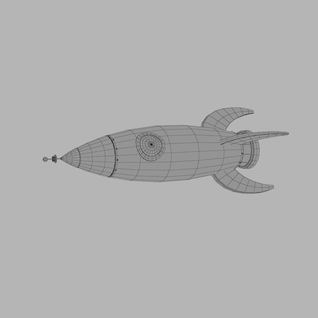 Spaceship rocketship cartoon simple High and Low Poly Low-poly 3D model_7