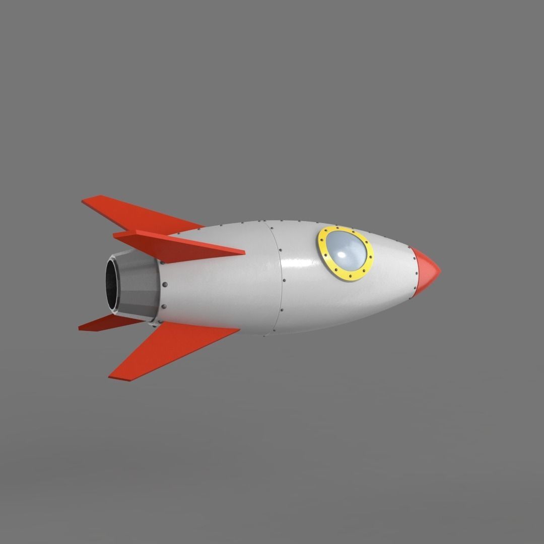Spaceship rocketship cartoon simple High and Low Poly Low-poly 3D model_2
