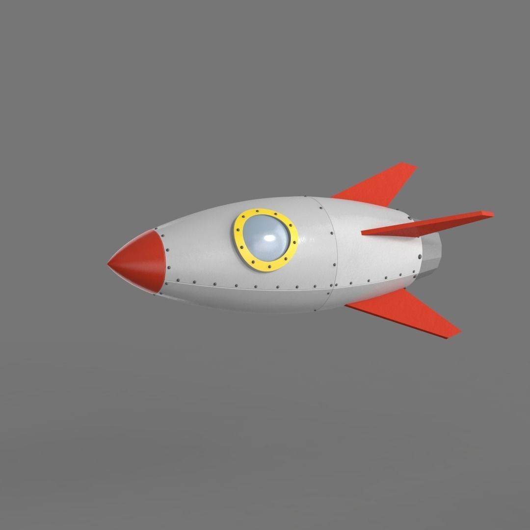 Spaceship rocketship cartoon simple High and Low Poly Low-poly 3D model_3