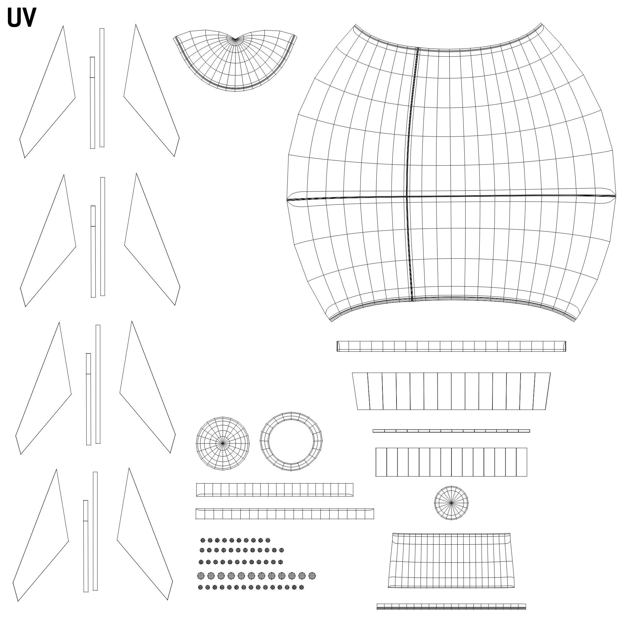 Spaceship rocketship cartoon simple High and Low Poly Low-poly 3D model_15