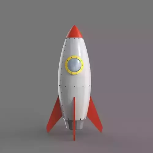 Spaceship rocketship cartoon simple High and Low Poly