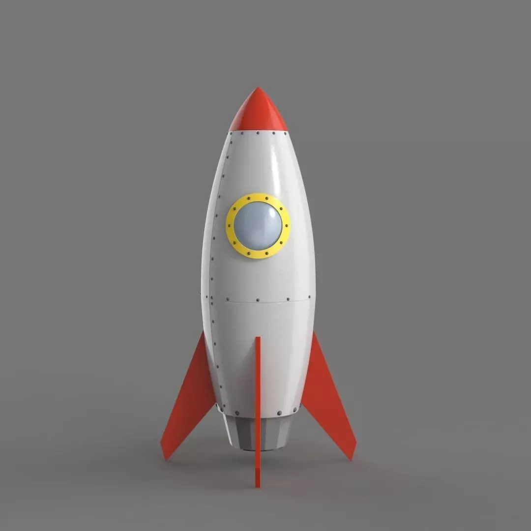 Spaceship rocketship cartoon simple High and Low Poly Low-poly 3D model_0
