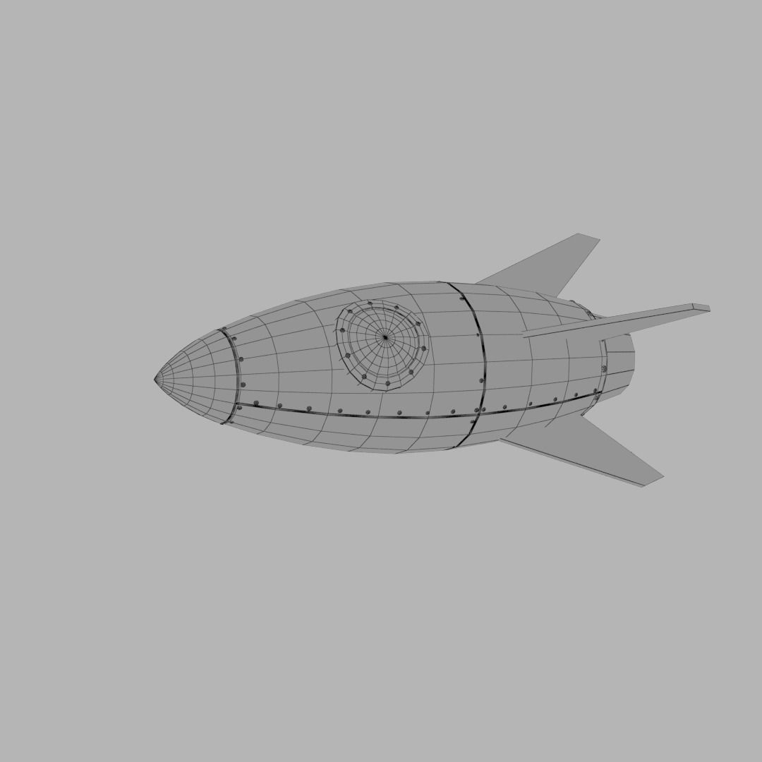 Spaceship rocketship cartoon simple High and Low Poly Low-poly 3D model_7