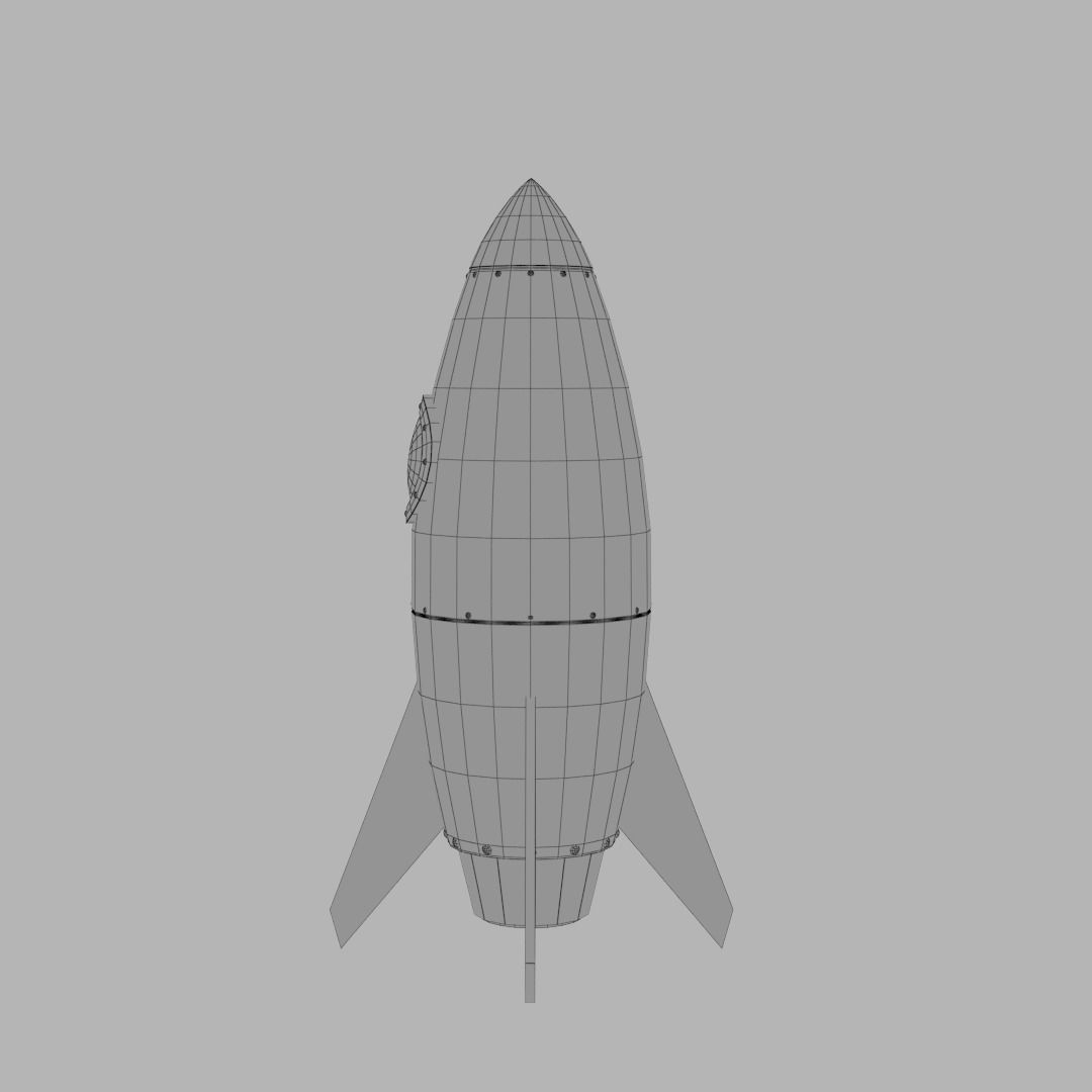 Spaceship rocketship cartoon simple High and Low Poly Low-poly 3D model_5