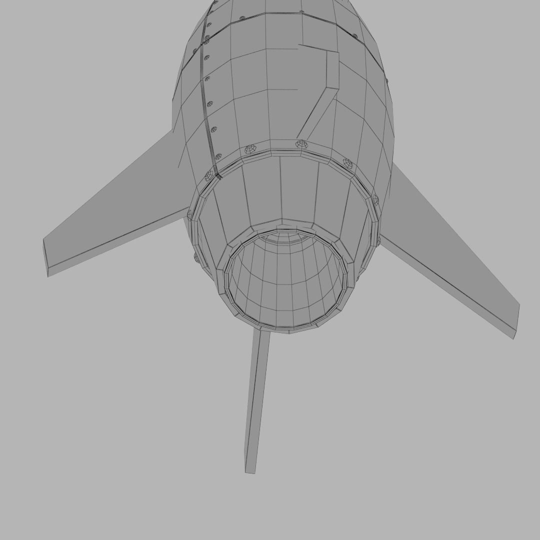 Spaceship rocketship cartoon simple High and Low Poly Low-poly 3D model_8