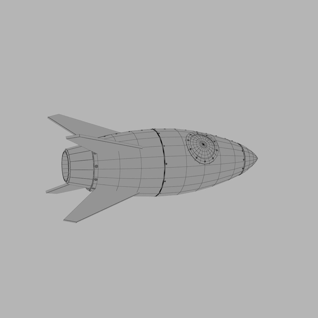 Spaceship rocketship cartoon simple High and Low Poly Low-poly 3D model_6