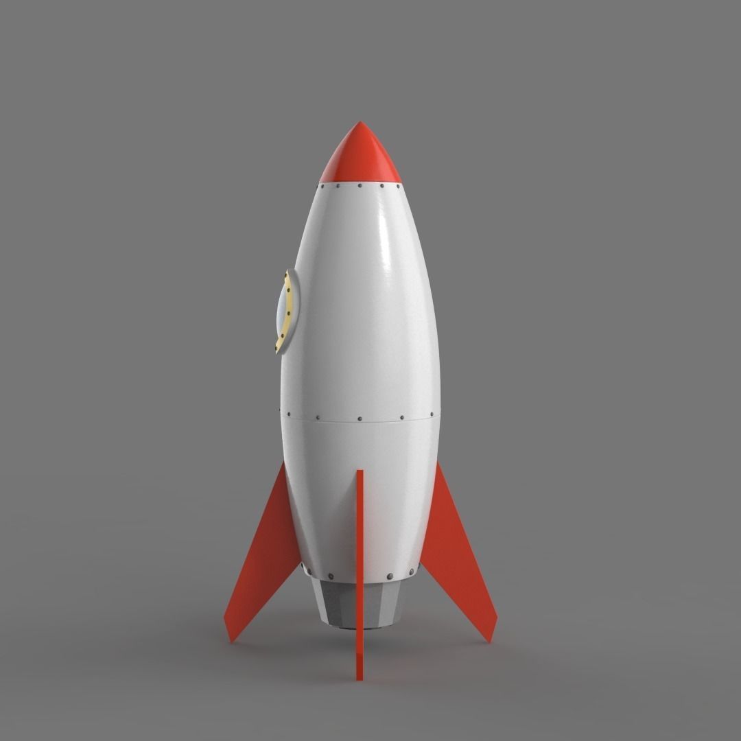 Spaceship rocketship cartoon simple High and Low Poly Low-poly 3D model_1